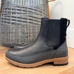 Never worn! Women's size 7.5 Leather Forsake Black Waterproof Boots